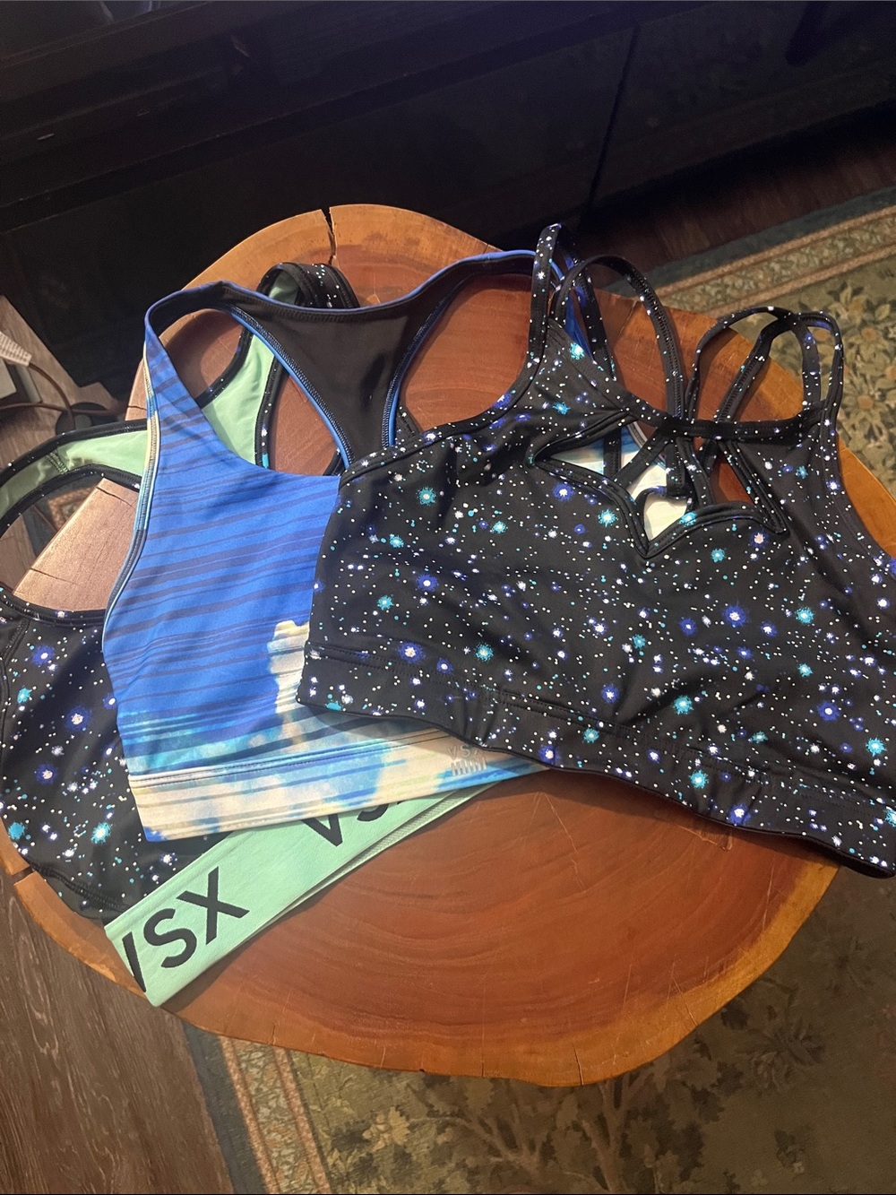 VSX Black Galaxy Print & Cloud Print Sports Bra Trio